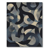 Swirling Blue Abstract Geometric Area Rug