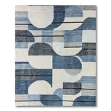 Abstract Blue Geometric Modern Area Rug