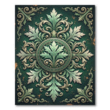 Vintage Ornate Emerald Leaf Medallion Rug