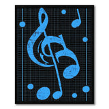 Distressed Blue Treble Clef Music Area Rug