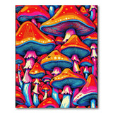 Vibrant Pixelated Mushroom Cluster Area Rug