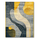 Abstract Navy Yellow Wave Geometric Rug