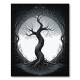 ODIKA Washable Tree of Life Rug, Black & White Low Pile Non-Slip Area Rug