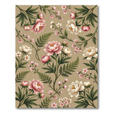 Vintage Pink Peony Fern Floral Area Rug