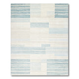 Blue Teal Striped Geometric Modern Area Rug
