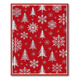 Kids Cartoon Festive Red Christmas Trees Snowflakes Area Rug