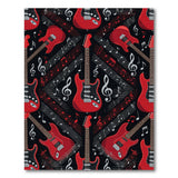 Red Electric Guitar Music Notes Area Rug