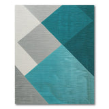 Teal Grey Geometric Triangle Area Rug