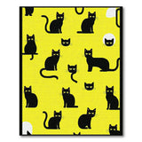 Yellow Playful Black Cats on Sunny Yellow Rug