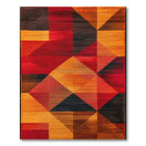 Bold Geometric Triangle Area Rug in Red Orange