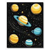 Cosmic Yellow Planets Stars Area Rug