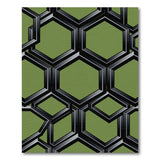 Green Black Interlocking Hexagon Area Rug
