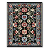 Persian Floral Medallion Area Rug in Black