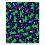 Whimsical Green Cats Jellyfish Pattern Area Rug