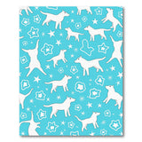 Playful White Dogs Stars Turquoise Area Rug