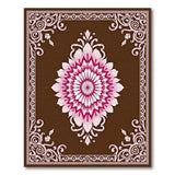 Pink Floral Mandala Area Rug with Baroque Frame