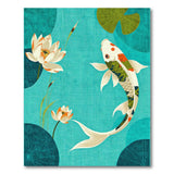 Teal Koi Fish and Lotus Blooms Area Rug