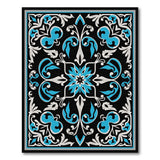 Ornate Blue Teal Persian Star Area Rug