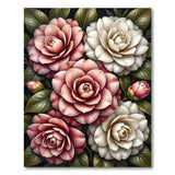Pink Blush Pink Camellia Floral Area Rug