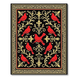 Ornate Red Cardinal Floral Area Rug
