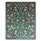 Emerald Green Oversized Rose Floral Rug
