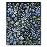 Vintage Blue Delphinium Floral Area Rug