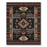 Southwestern Geometric Area Rug in Black Red Terracotta