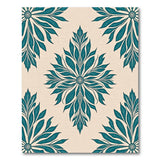 Teal Leaf Floral Damask Area Rug