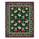 Festive Reindeer Holly Christmas Area Rug