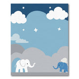 ODIKA Blue Elephant Starry Night Washable Nursery Rug, Low Pile Non-Slip Kids Area Rug