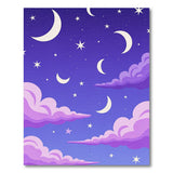ODIKA Washable Moon and Stars Celestial Area Rug - Whimsical Purple & Pink Clouds Design