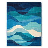 Modern Blue Teal Wave Area Rug