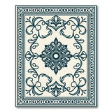Blue and Teal Navy Blue Floral Medallion Area Rug