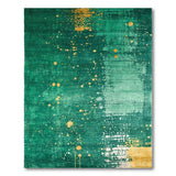 Emerald Green Gold Splatter Abstract Area Rug