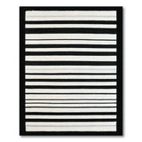 Bold Black White Striped Distressed Rug