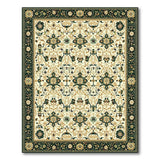 Traditional Persian Ivory Rug with Green Gold Motifs