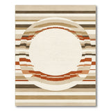 Modern Beige Striped Area Rug with Central Circle