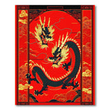 Majestic Black Dragon Red Area Rug