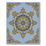 Blue Persian Mandala Rug with Gold Ornate Borders