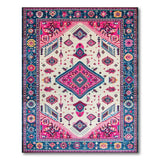 Vibrant Multi-Color Persian Area Rug with Pink Medallion