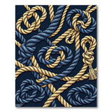 Nautical Navy Gold Rope Knots Area Rug