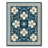 Ornate Navy Floral Vintage Area Rug