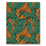 ODIKA Washable Teal and Orange Botanical Art Deco Area Rug - Low Pile Non-Slip