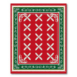 Festive Red Snowflake Area Rug with Green Border