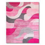 Abstract Pink Wavy Geometric Area Rug
