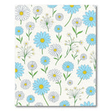 Blue White Daisy Floral Pattern Area Rug