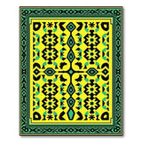 Vibrant Yellow Geometric Area Rug with Green Border