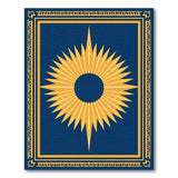 Navy Blue Golden Sunburst Area Rug