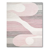 Abstract Pink Grey Wavy Area Rug