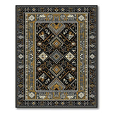 Bold Black Geometric Tribal Area Rug